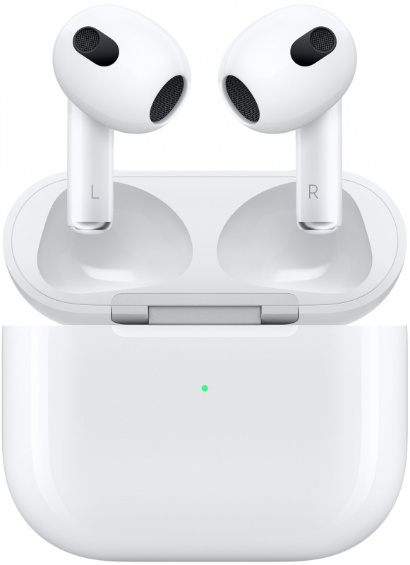 Фото Наушники Apple AirPods (3-его поколения, 2022) Lightning, белые На фото изображено Наушники Apple AirPods (3-его поколения, 2022) Lightning, белые