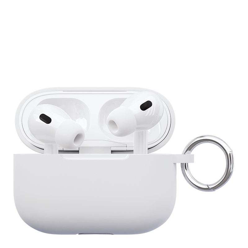 Фото Чехол силиконовый VLP Soft Touch, с кольцом, для AirPods Pro 2, белый Фото Чехол силиконовый VLP Soft Touch, с кольцом, для AirPods Pro 2, белый