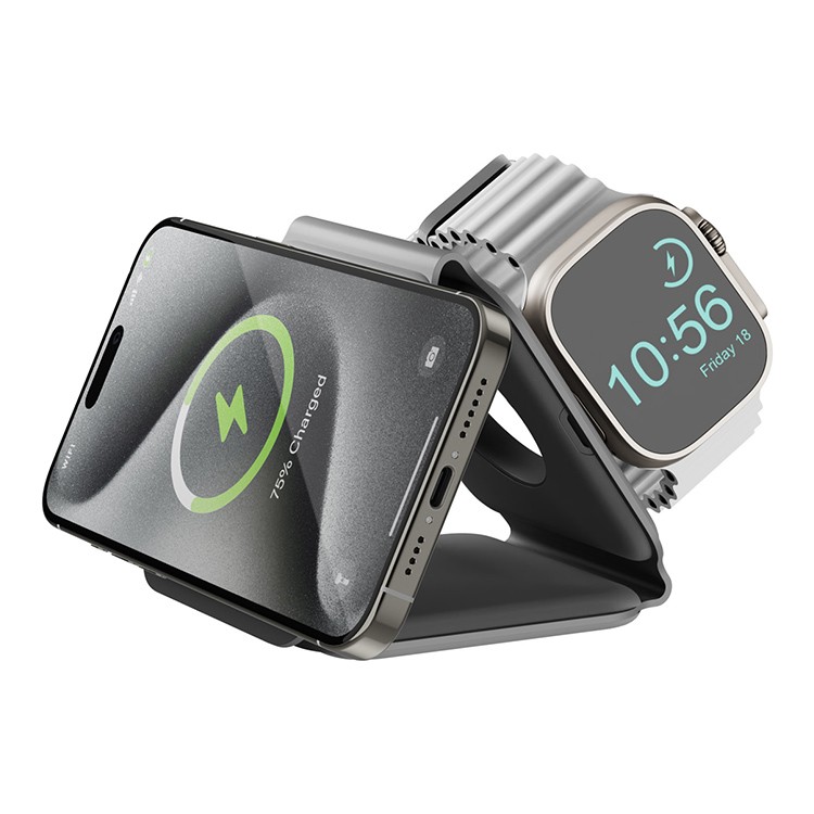 Складная зарядная станция Energea Bazic GoMag Trio Plus для iPhone, AirPods и Apple Watch Складная зарядная станция Energea Bazic GoMag Trio Plus для iPhone, AirPods и Apple Watch